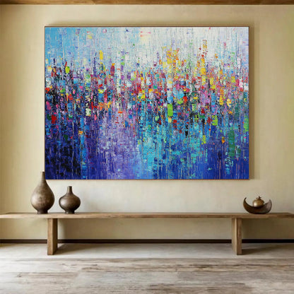Extra Large Size Multicolor Textured Cityscape Abstract Painting WB248