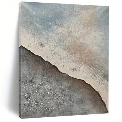 Large Size Gray & Beige Textured Abstract Landscape Art HS408