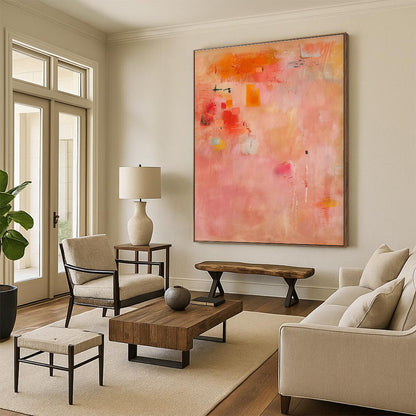 Cool Abstract Paintings Pink, Orange, and Red Dynamic Abstract Art HS765