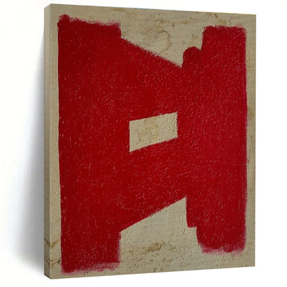 Cool Abstract Paintings Red and Beige Geometric Abstract Art HS640