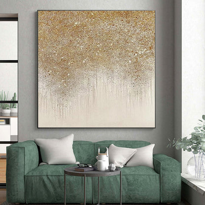 Oversized Abstract Wall Art Gold & Silver Glitter Textured Art HS380