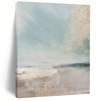 Hand Painted Art Blue, Beige, and White Textured Abstract Landscape HS710