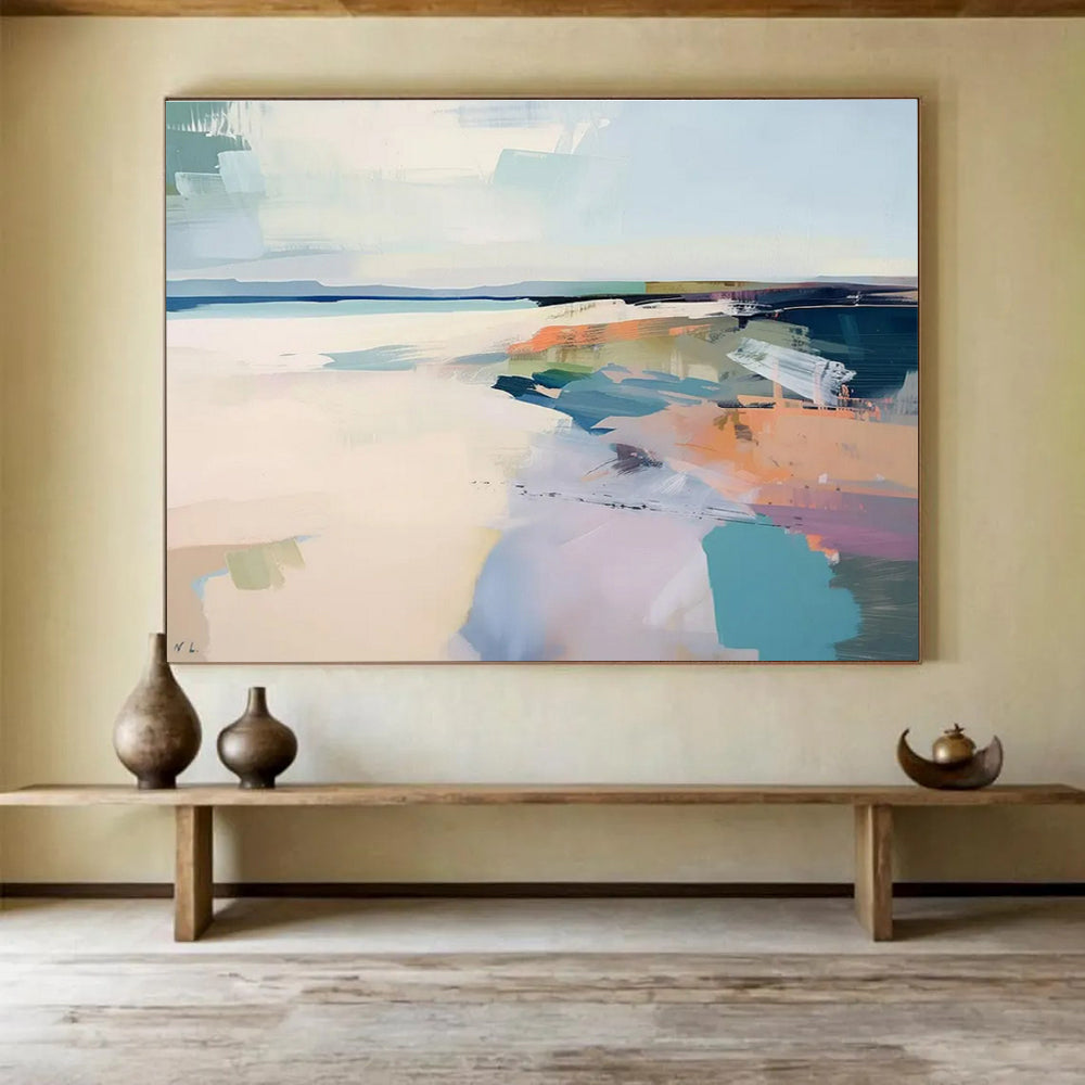 Contemporary Abstract Art: Pastel and Bold Coastal Abstract Painting WB349