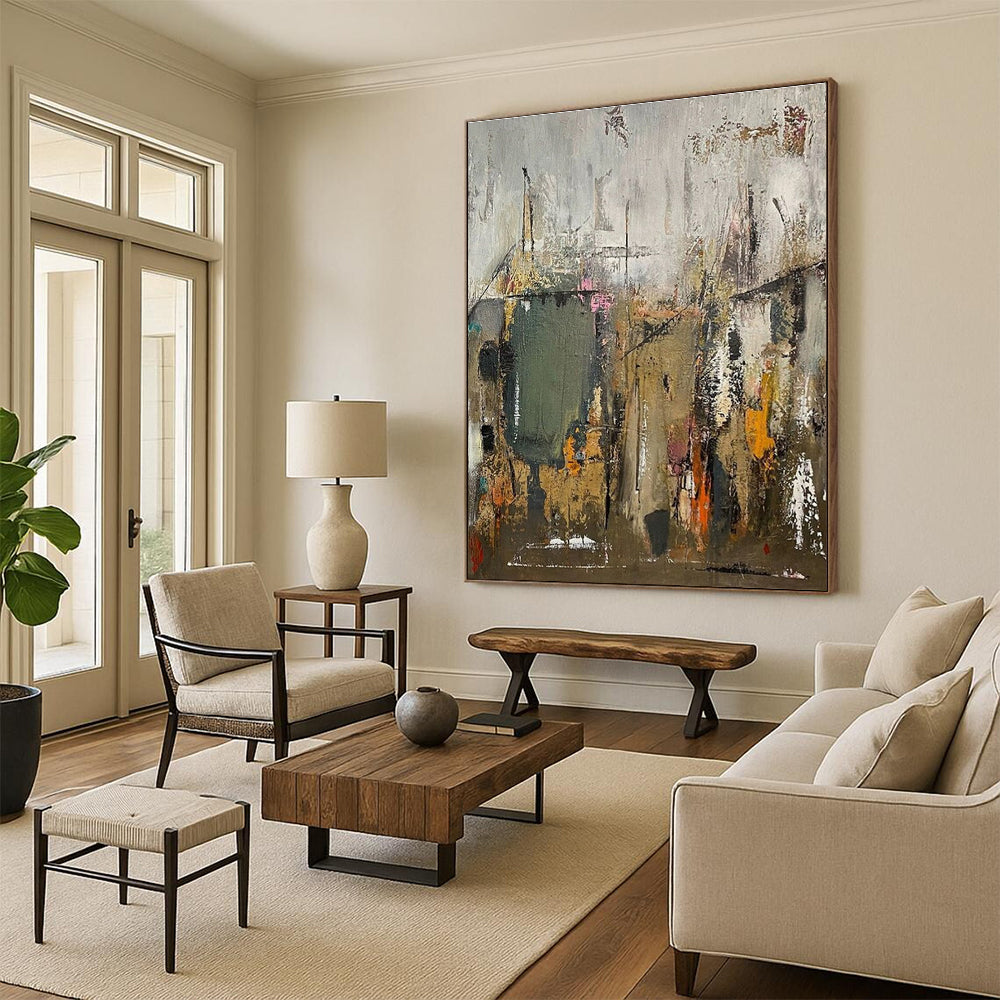 Multicolored Urban-Inspired Abstract Painting HS570