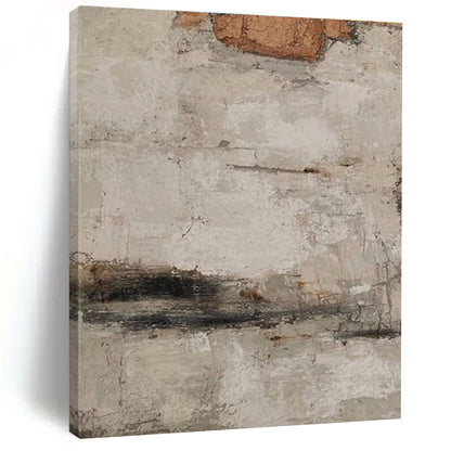 Hand-Painted Beige & Gray Textured Abstract, Acrylic Modern Art Painting HS301