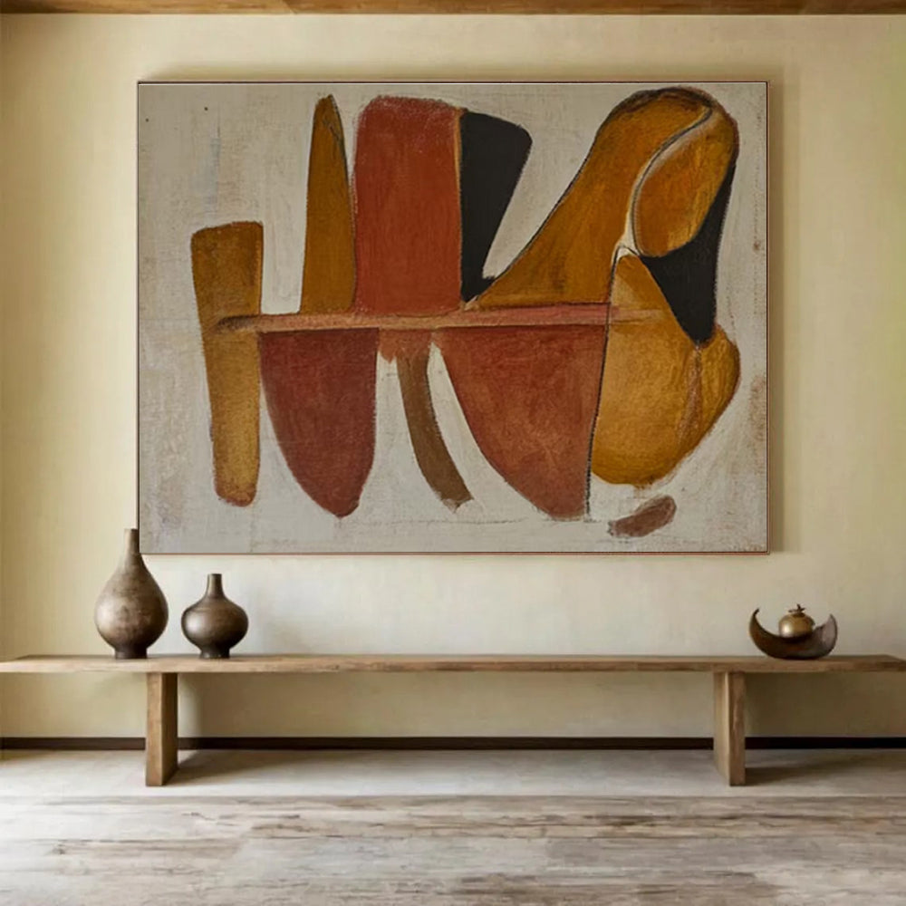 Contemporary Abstract Art Earthy Tones Geometric Shapes Abstract Painting WB331