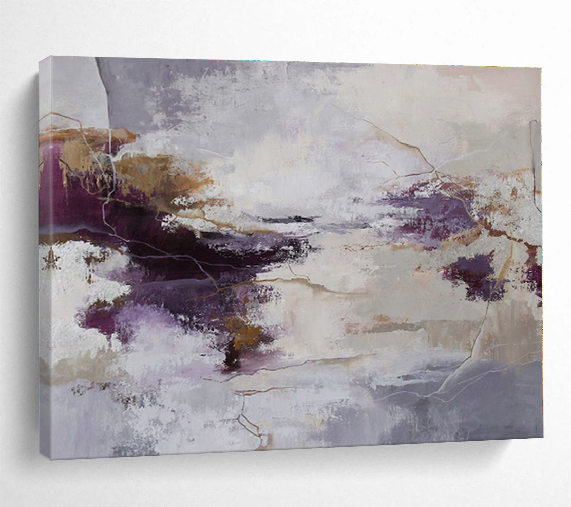 Big Size Purple, Gray and Beige Abstract Textured Painting WB115