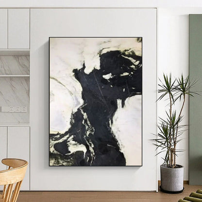 Black and White Abstract Art with Fluid Shapes HS574