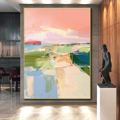 Pastel Toned Landscape-Inspired Abstract Painting HS562