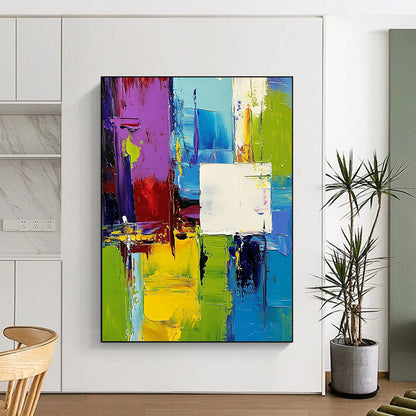 Unique Abstract Art Multicolor Abstract Shape Painting For Sale HS133