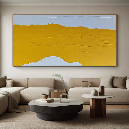 Hand-Painted Yellow & Gray Textured Abstract, Acrylic Modern Art Painting HS261