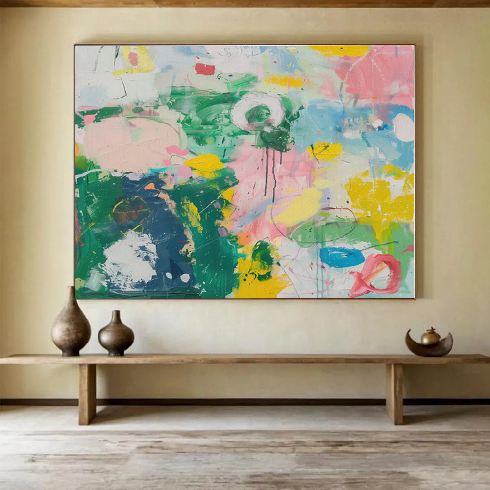 Oversized Canvas Art Multicolor Abstract Expressionist Painting WB109