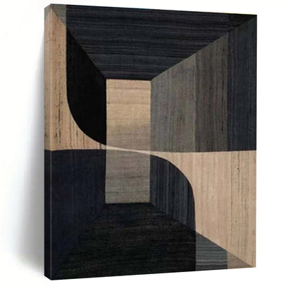 Gaint Canvas Art Black & Beige Geometric Abstract, Oversized Abstract Wall Art HS323