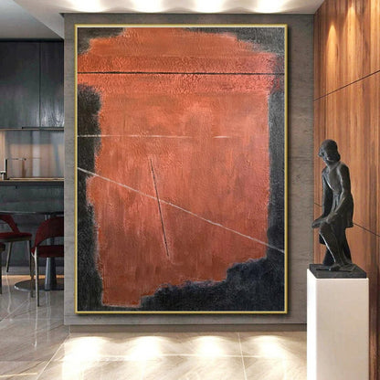 Hand Painted Art Rust and Black Textured Abstract Art HS750