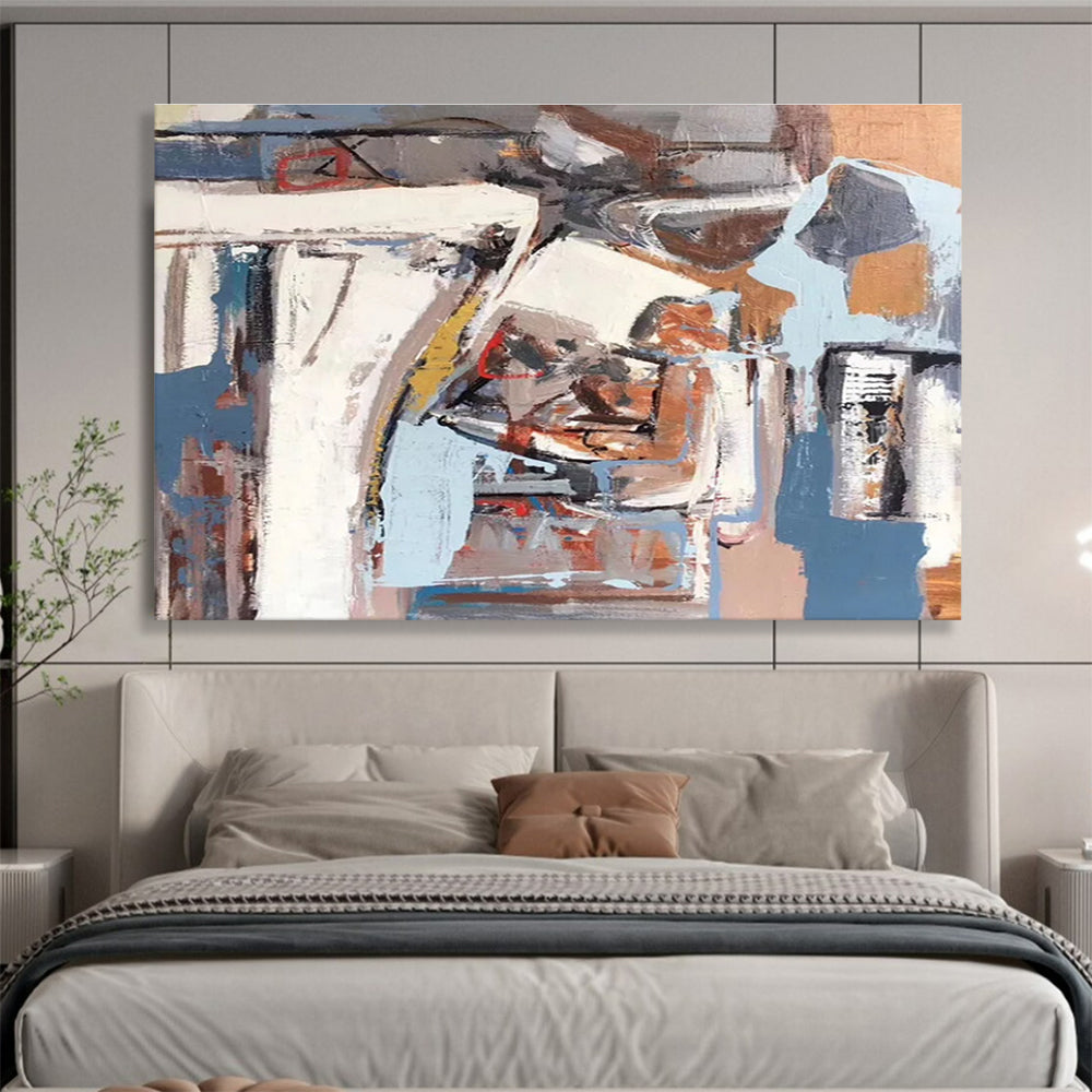 Big Size Multicolor Abstract Urban Textured Composition, Abstract Acrylic Painting WB183