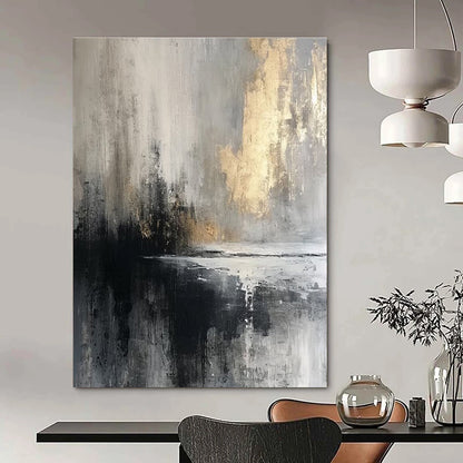 Gray, Black, and Gold Abstract Seaside Painting For Sale Online WS490