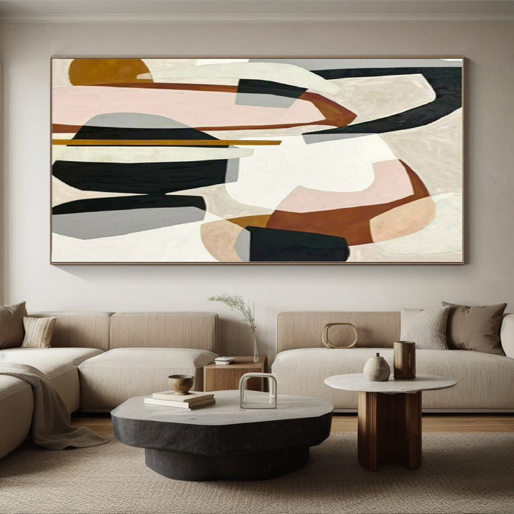 Hand Painted Art Multicolor Geometric Shapes Abstract Art, Acrylic Modern Art Paintings HS551