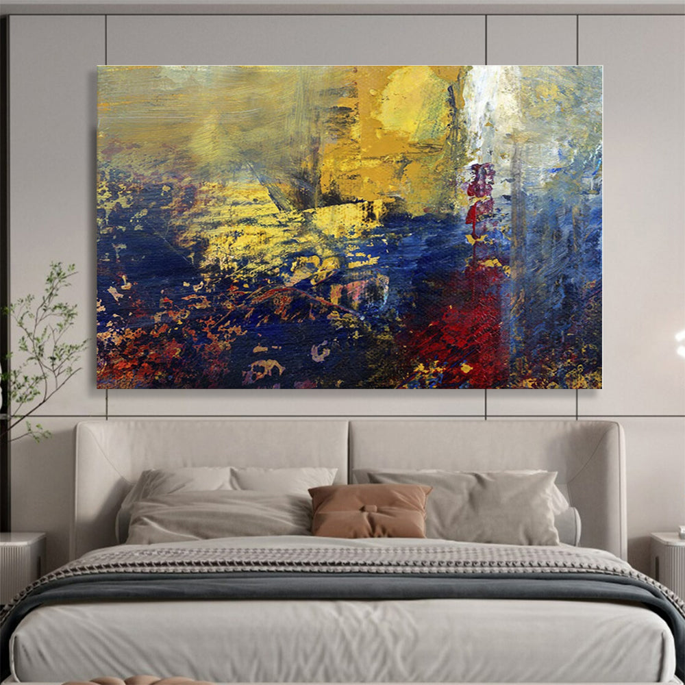 Oversized Canvas Art Yellow, Blue and Red Abstract Urban Painting WB063