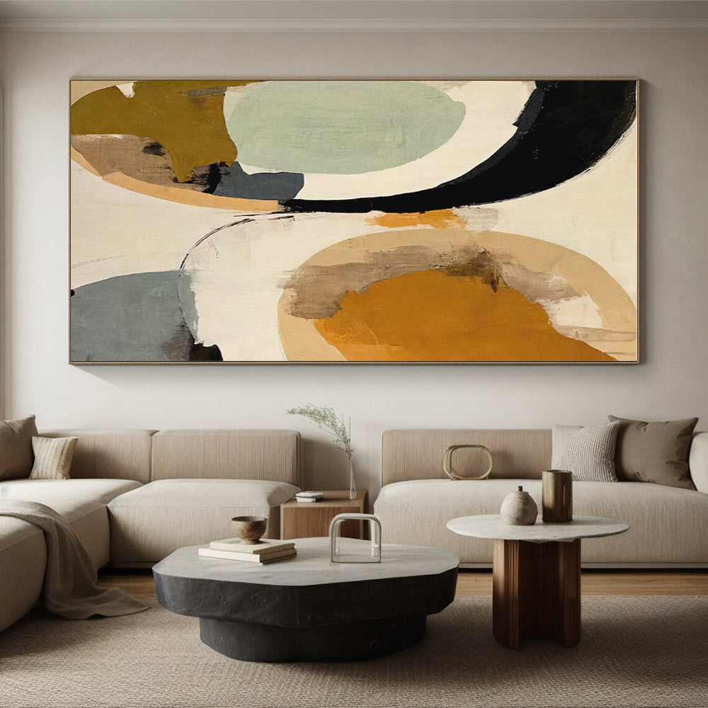 Cool Abstract Paintings Circular Shapes in Warm and Neutral Tones HS579