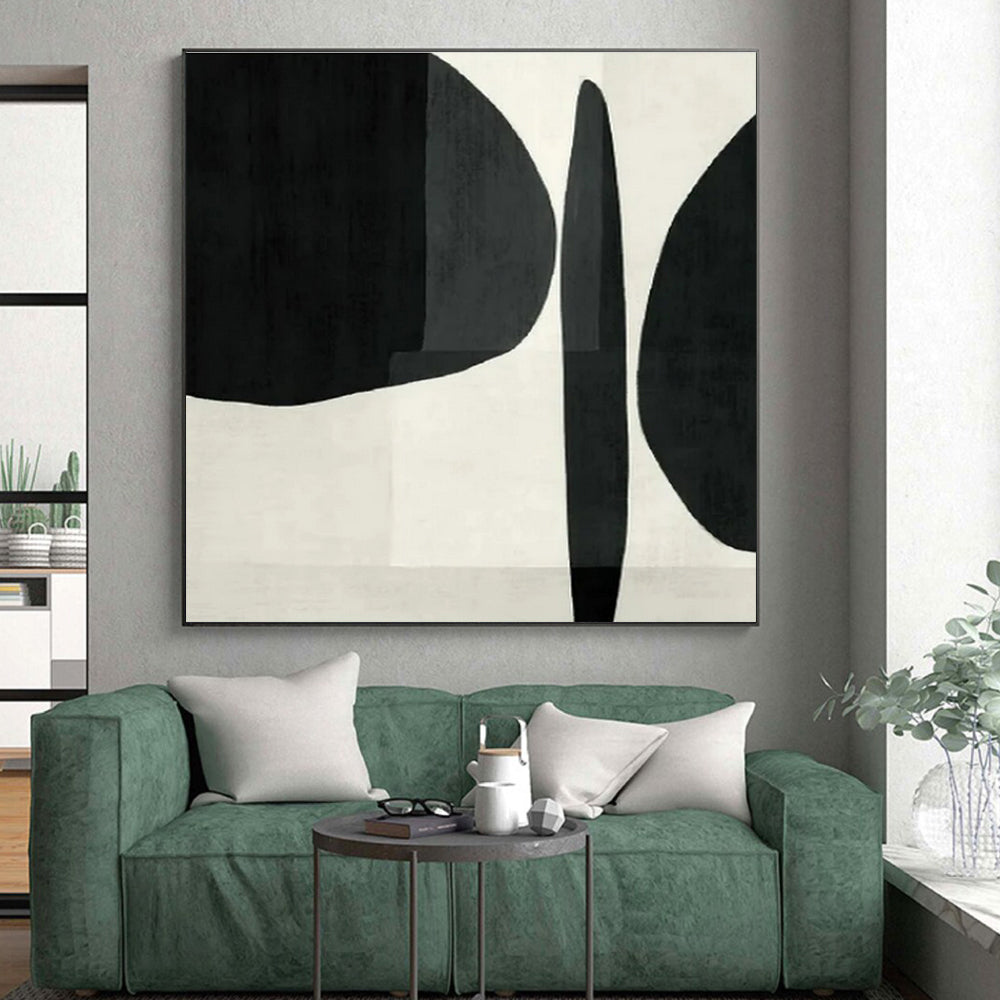 Minimalist Canvas Art Black and White Geometric Abstract Painting On Canvas HS781