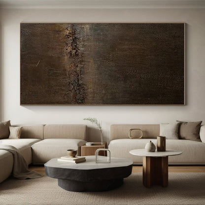 Handmade Art Brown Textured Abstract, Minimalist Canvas Art HS314