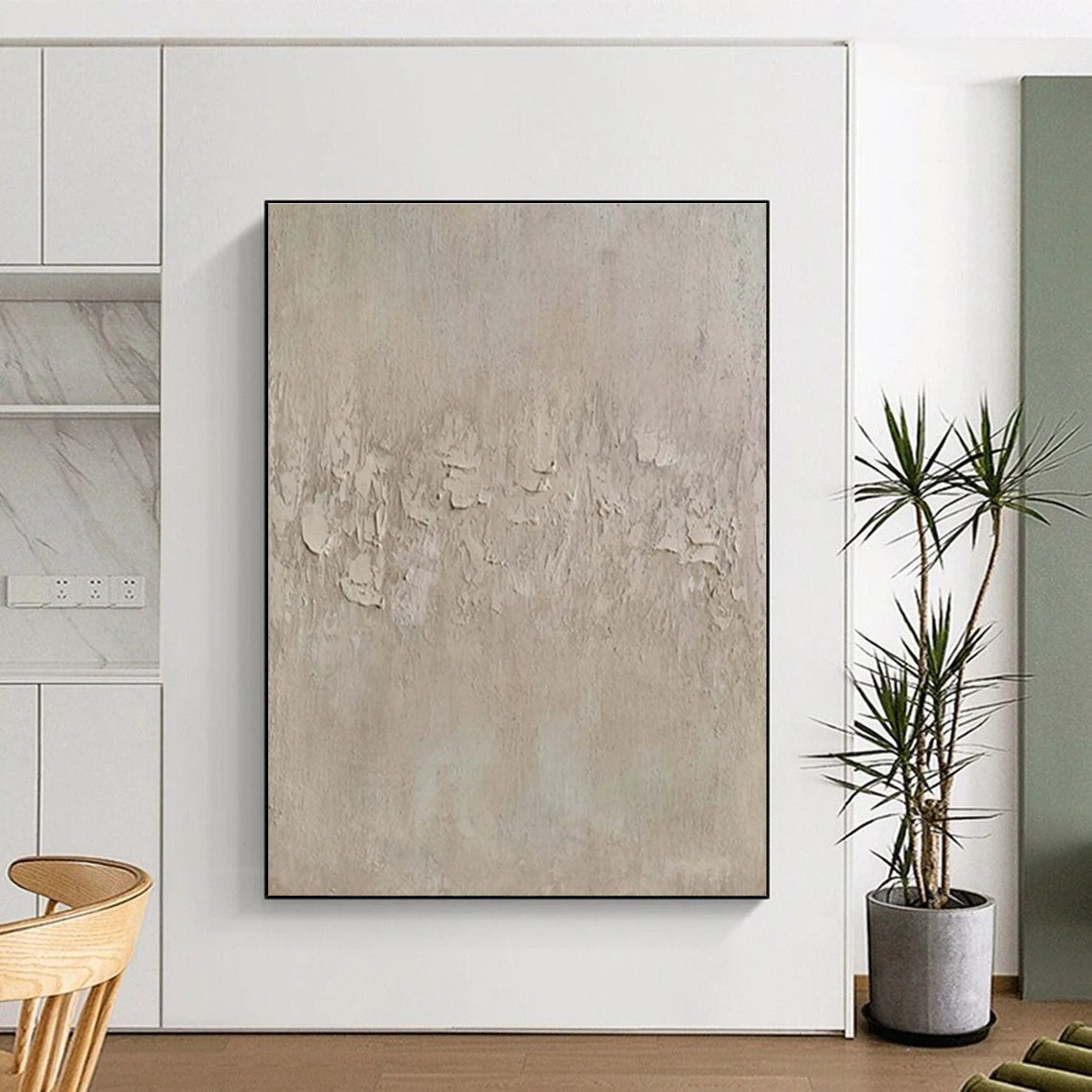 Minimalist Canvas Art Beige Textured Abstract Painting On Canvas HS784