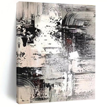 Unique Abstract Art Gray & White Textured Abstract, Large Contemporary Wall Art HS272