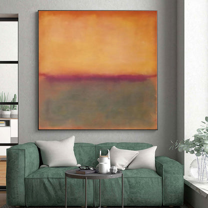 Hand-Painted Orange and Gray Abstract Color Field Painting For Sale HS054