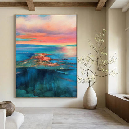Multicolor Abstract Seascape Art For Living Room and Bathroom WS443