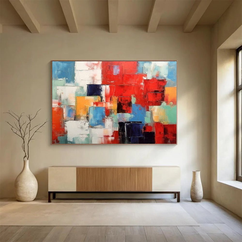 Big Size Multicolor Abstract Geometric Block Painting WB070