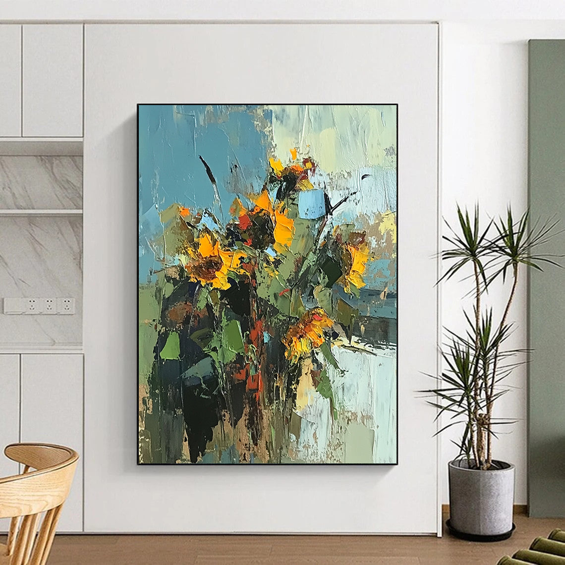 Yellow, Green Abstract Floral Art For Kitchen and Sunroom WS440