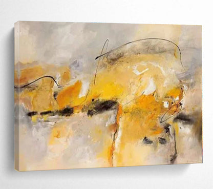 Huge Size Yellow, Gray and Black Abstract Expressionist Painting WB103