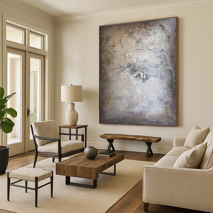 Minimalist Canvas Art Beige & Gray Textured Abstract, Handmade Art HS252