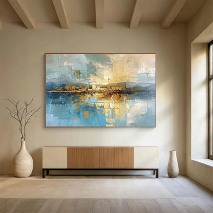 Oversized Canvas Art Multicolor Abstract Cityscape Painting WB196