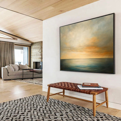 Hand Paintings with Beige, Orange, Blue and Green Colors, Serene Sea and Sky Theme WB320