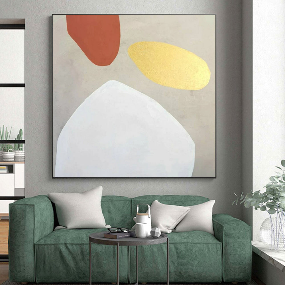 Unique Abstract Art Neutral Tones with Rust and Gold Accents Abstract Art HS643