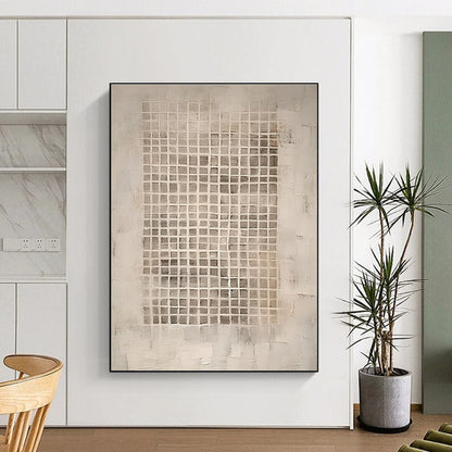 Unique Abstract Art Beige & Gray Textured Abstract, Minimalist Canvas Art HS299