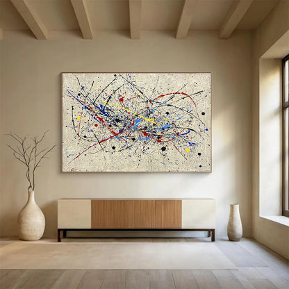 Oversized Canvas Art in Multicolor Splatter Abstract Style WB251