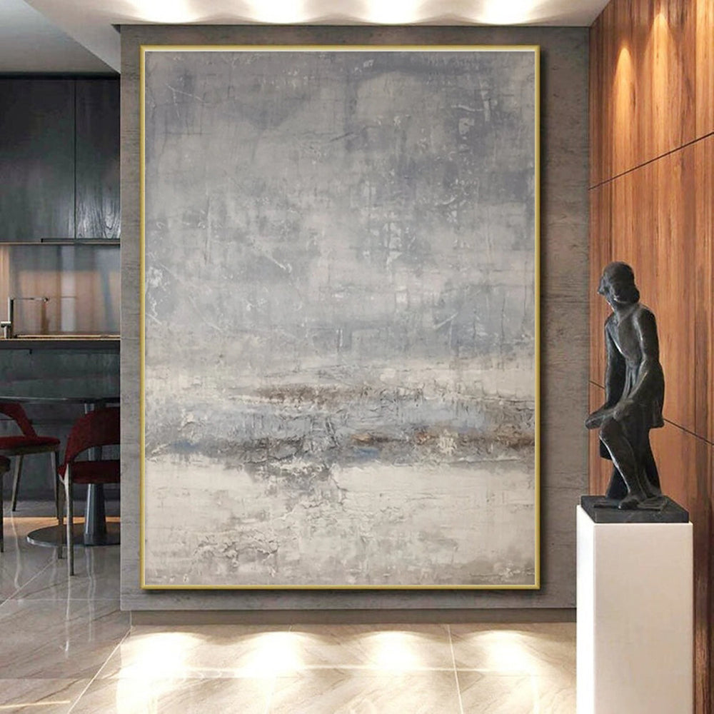 Large Size Gray Textured Abstract, Modern Art Acrylic HS223