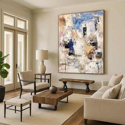 Large Contemporary Wall Art Multicolor Abstract Textured Painting For Sale HS147