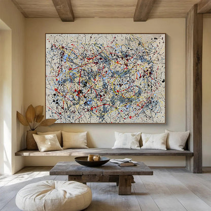 Modern Art Abstract Paintings: Multicolor Splatter Abstract Painting WB365