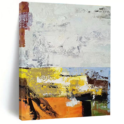 Giant Canvas Art White, Yellow & Orange Abstract, Oversized Abstract Wall Art HS206