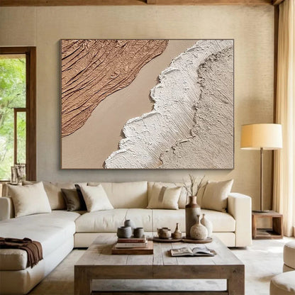 Handmade Art Textured Neutral Tones Landscape-Inspired Abstract Art, Large Contemporary Wall Art HS553