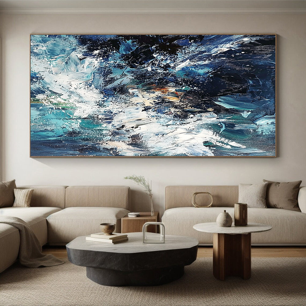 Acrylic Modern Art Paintings Blue Abstract Seaside Painting For Sale HS125