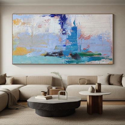 Gaint Canvas Art Multicolor Gestural Abstract, Oversized Abstract Wall Art HS358