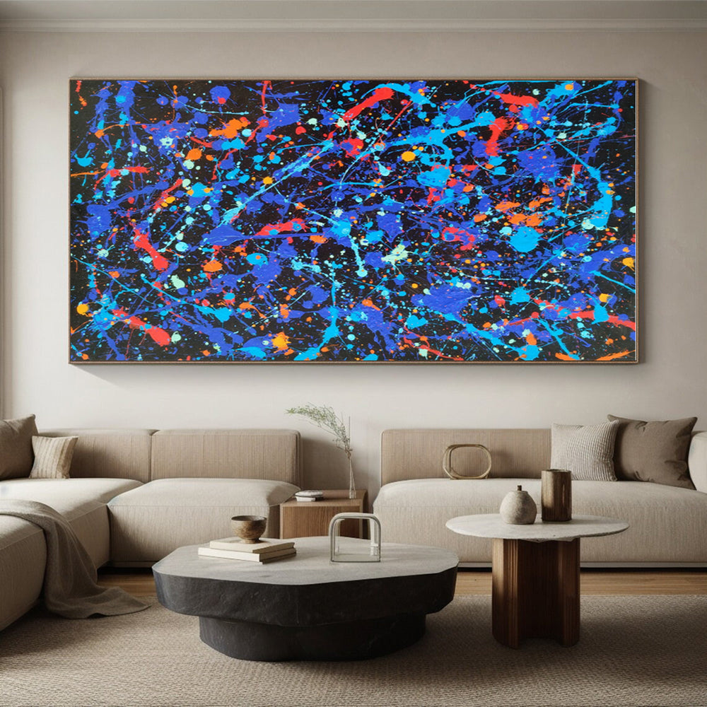 Unique Abstract Art Multicolor Splatter Abstract, Large Contemporary Wall Art HS453
