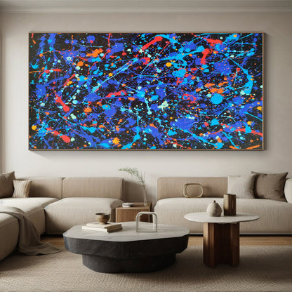 Unique Abstract Art Multicolor Splatter Abstract, Large Contemporary Wall Art HS453