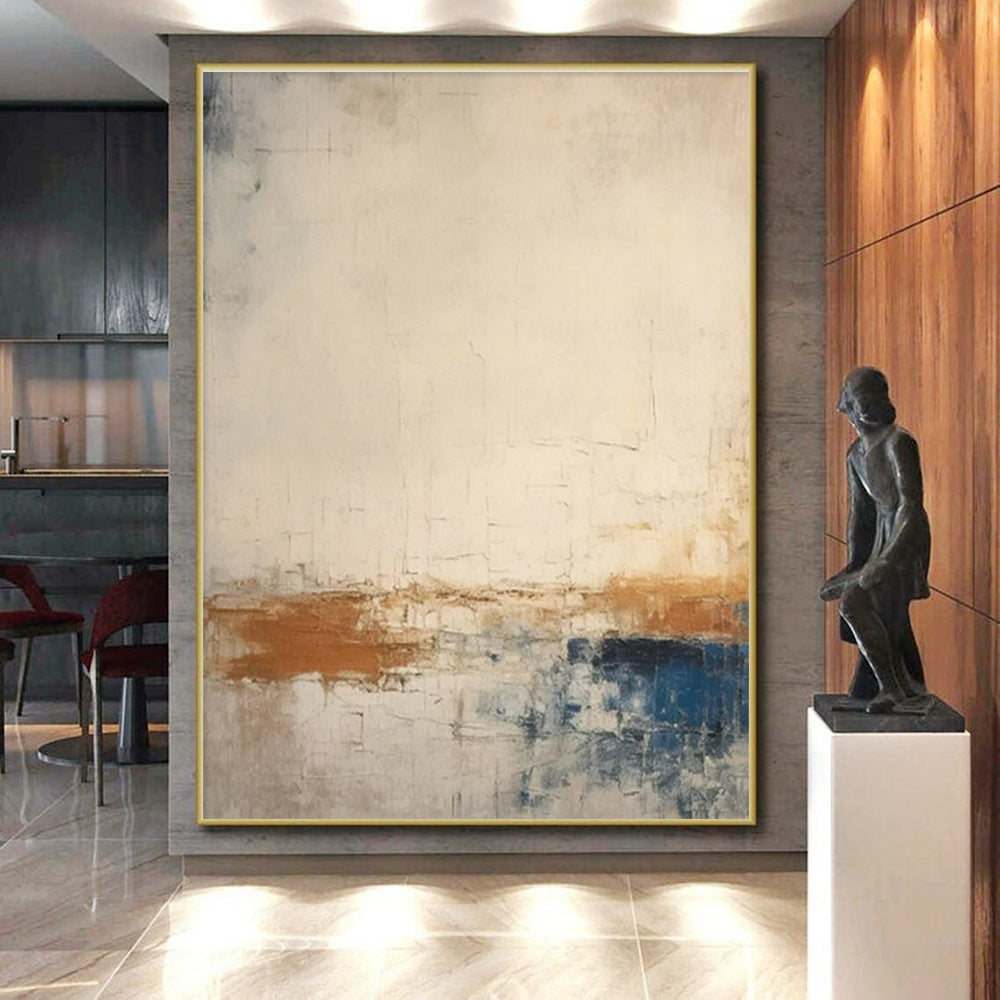 Acrylic Modern Art Paintings Beige, Brown, and Blue Textured Abstract Art HS754