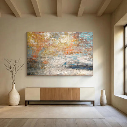 Modern Art Acrylic: Multicolor Textured Abstract Painting WB363