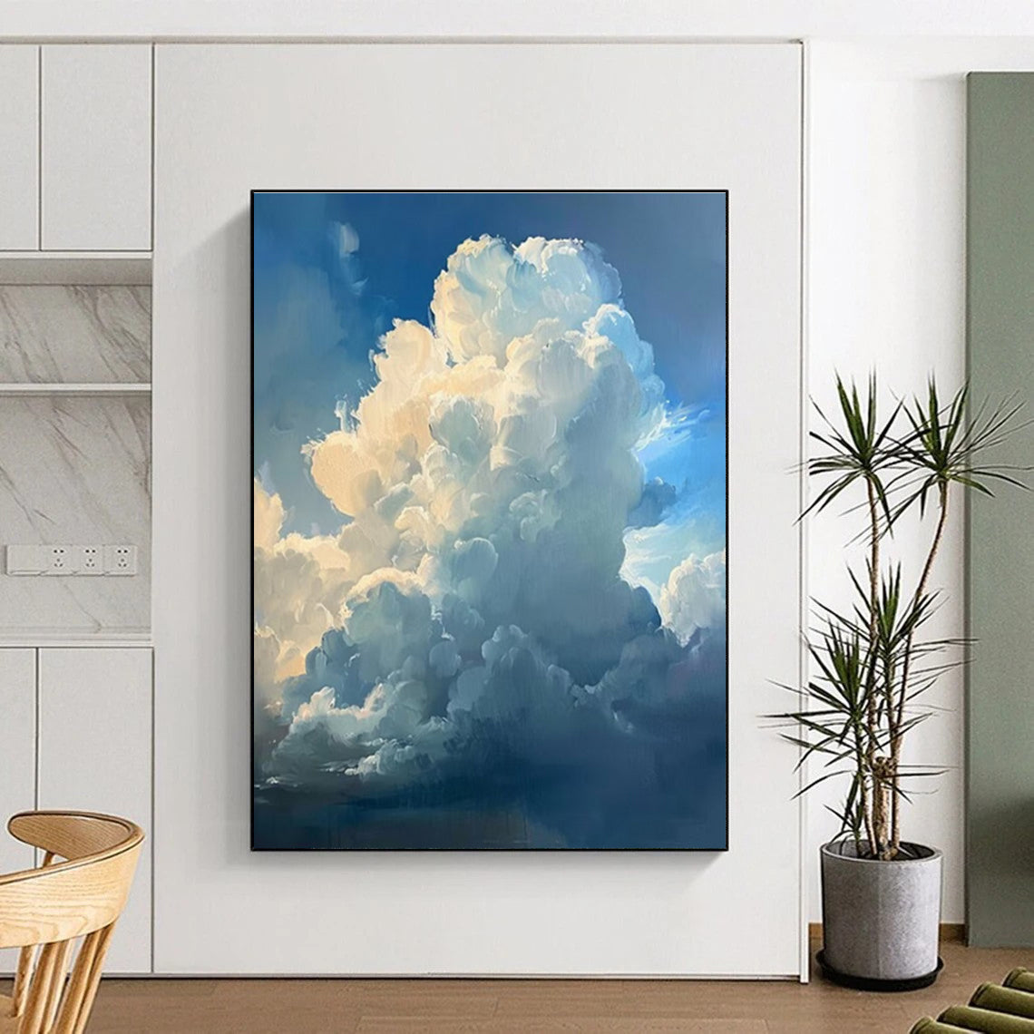 Blue, White Abstract Cloudscape Art For Bedroom and Living Room WS442